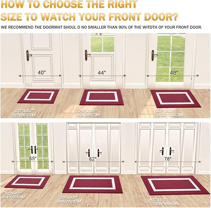 OLANLY Indoor Door Mat, 30x17, Non-Slip Absorbent Resist Dirt Entrance Mat, Washable Low-Profile Inside Entry Doormats for Entryway, Red