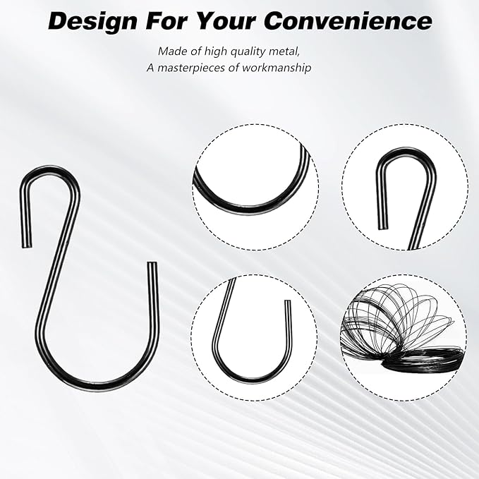100 Pcs 1 Inch Mini S Hooks for Hanging, Metal S Shaped Hook Mini S Wire Hanger‌ Connectors Christmas Ornament Hooks for Hanging Jewelry Small Kitchenware Potted Plants(Black)