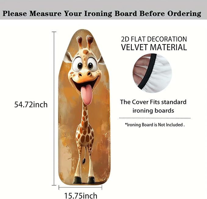 Nuxovilar Cartoon Giraffe Pattern Ironing Board Cover, 15 * 54inch, Fits Most Standard Boards, Ironing Accessory, Home Decor
