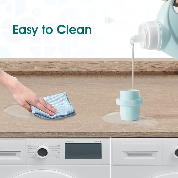 Washer Dryer Countertop, 27.5" Depth x 54" Width, Washer Dryer Wood Top for Laundry Room Organization, Melamine Countertop with Edge Rails
