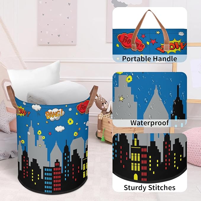 Boys Laundry Hampers for Bedroom Spider Web Collapsible Sturdy Dirty Clothes Basket with Handles for Kids Room Bathroom Living
