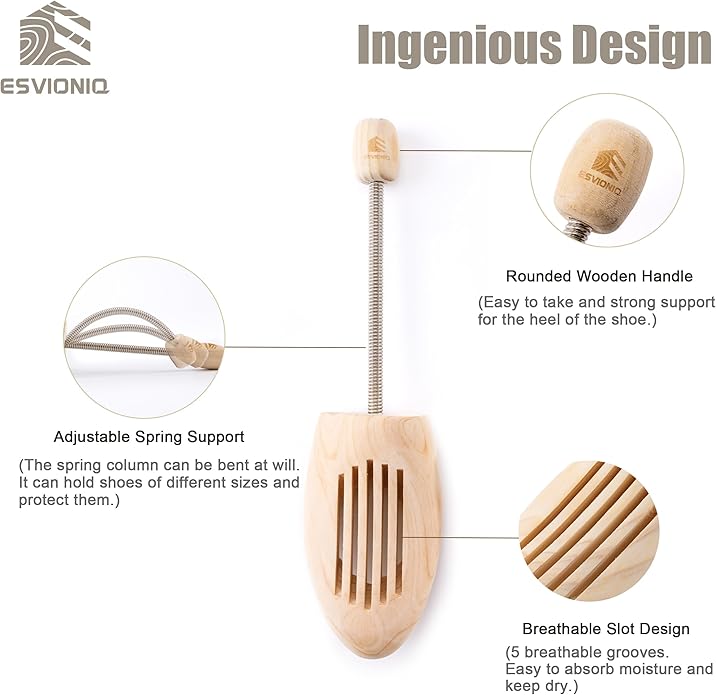 Adjustable Wood Shoe Trees With Spring,Wooden Shoes Tree For Men &Women,Shoe Shaped Shoe Lasts Wooden Shoe Stretcher