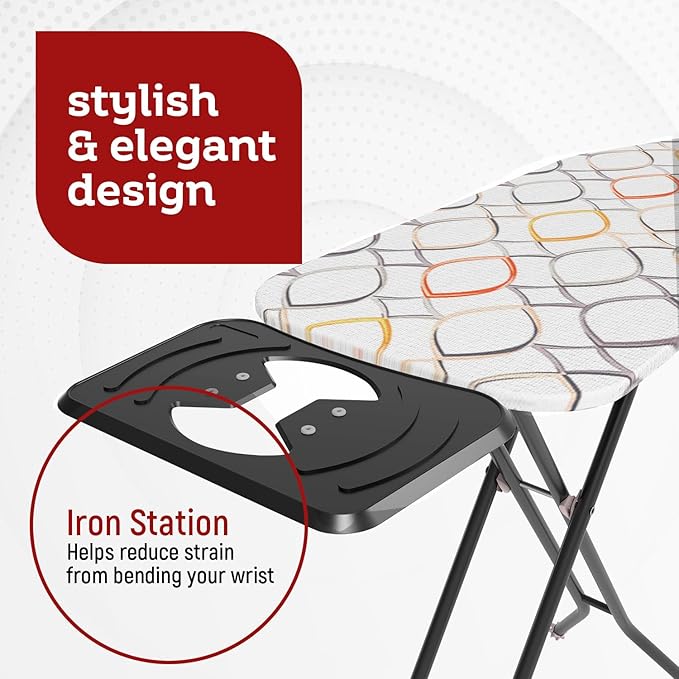 Perilla Big Ironing Board - Durable, Vapor Permeable, and Height Adjustable Iron Board- Heat Resistant Fabric - Metal 4 Legs with Silicone Stoppers - 38 X 110 CM Ironing Surface