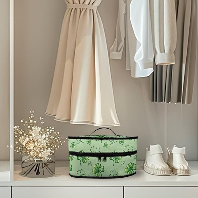St Patricks Day Iron Portable Storage Bag with Zipper Closure Reusable Easy to Clean Clothes Iron Storage Case for Traveling Home, Four Leaf Clover