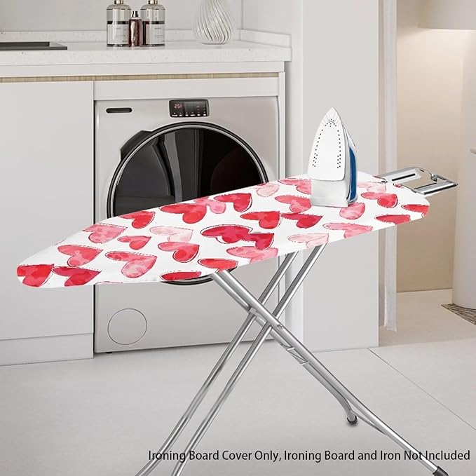 Love Red Heart Ironing Board Cover 15″x54″ Valentines Day Ironing Pad Covers with Elastic Edge Scorch Resistant for Ironing Board for Women