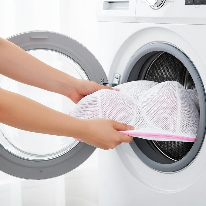 Large Bra Laundry Bags for Washing Machine, 8 Pack Mesh Brassiere Wash Bags for Laundry, Lingerie Bag for Washing Delicates Underwear, Bra Washer Protector (Pink)