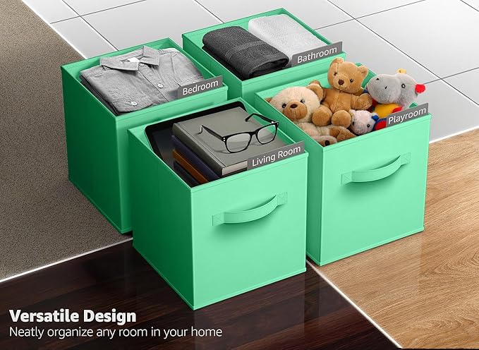 Sorbus Fabric Storage Cubes - 6 Foldable Storage Bins for Organizing Pantry, Cubbies, Toy Box - Clothes Storage & Closet Organizer - 13 Inch Collapsible Cube Baskets for Shelves with Handle