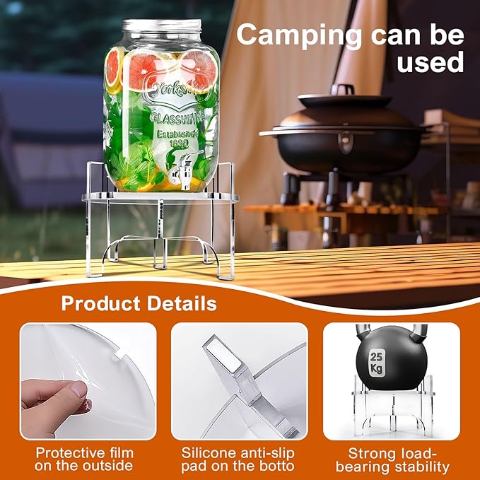 8 MM Beverage Dispenser Stand Only, Acrylic Glass Water Juice Drink Beverage Dispenser Floor Pitcher Stand Base for Parties, Home, Catering Events(Fit Max 9 Inch Glass Drink)