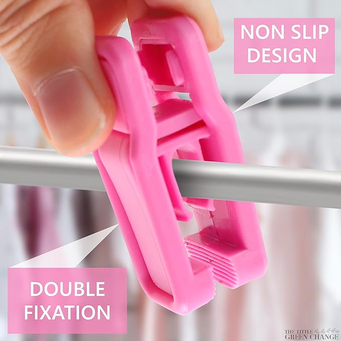40Pcs Baby Clothes Hangers Clips for Hanging - Non Slip Hangers Clip for Clothes Pant Clips for Hangers Plastic Finger Clips - Skirt Hangers Pink Clips Small Clips for Hangers Plastic Towel Clip