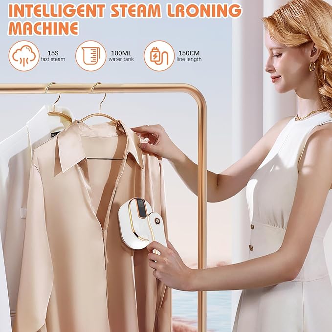 Handheld Steamer for Clothes, Mini Steamer Iron for Clothes, Portable Foldable Travel Steamers With Dry and Wet Ironing, Suitable for Most Types of Fabrics