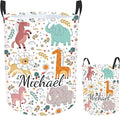 Custom Baby Girl Laundry Basket with Name, Personalized Woodland Animals Laundry Basket for Kids, Customize Name Laundry Hamper Storage Organizer for Nursery 2 Size Baby Gift