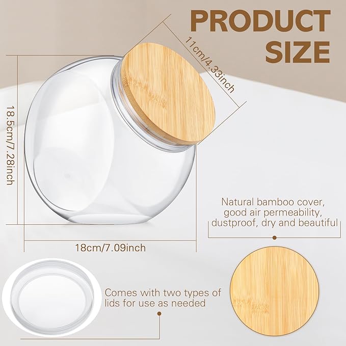 1 Pack Dryer Ball Holder for Laundry Room Plastic Laundry Pods Container 0.56 Gallon Bathroom Jar Container Dishwasher Pods Detergent Organization Dispenser with Bamboo Lid
