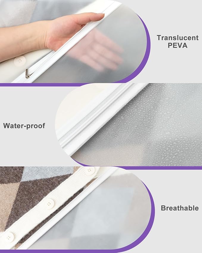Clear Garment Bags for Hanging Clothes 12 Packs Suit Bags for Closet Storage Hanging Clothes Plastic Garment Bags Dress Bag for Suits, Coats 24'' x 40''
