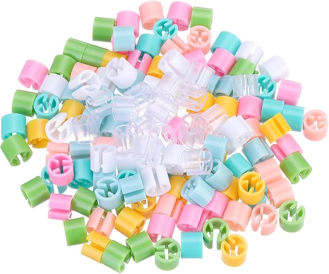 MECCANIXITY Clothes Hanger Markers Blank Tags Fit 3.5mm Rod for Garment Color Coding White/Bright Green/Light Blue/Fresh Pink/Orange Yellow/Green Blue/Pink/Transparent 200pcs