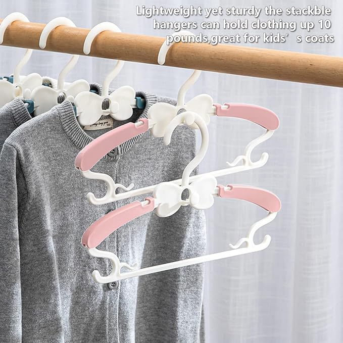 Baby Clothes Hangers, 11-14.5" Adjustable Kid Hangers for Newborn Closet, Plastic Small Infant Hanger for Toddler Pant, Child Coat Hanger for Boy Nursery Clothing, Girl Dresses, 50 Pack