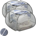 Collapsible Laundry Basket 90L, Foldable Mesh Pop-up Laundry Hamper with Handles, Dirty Clothes Hamper for Laundry with Side Storage Pocket(Gray, 2PCS)