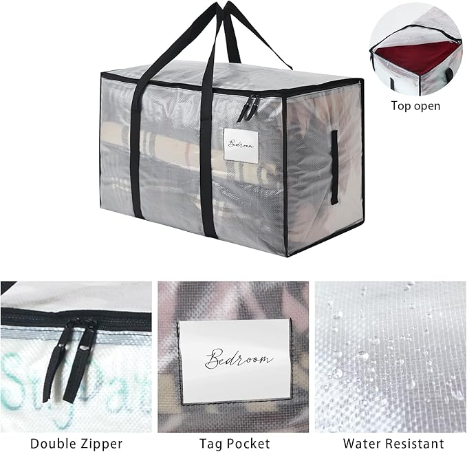 10 Pack Heavy Duty 93L (24.5 Gallon) Stackable Plastic Storage Bins with Lids, Clear Totes – For Home Organization and Storage, Sturdy and Reusable Alternative to Moving Bags
