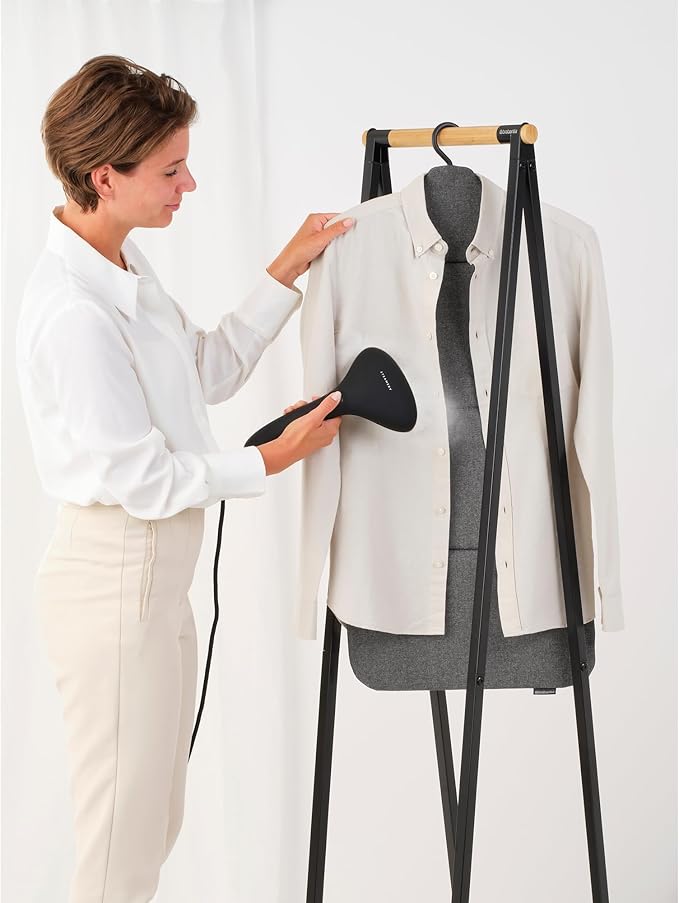 Brabantia - Foldable Steam Board - for High Pressure Clothes Steaming - Solid Heat Resistant Surface - Versatile Hanging Hook - Easier Steaming with Handheld Steamers - 36 x 16 inches - Pepper Black