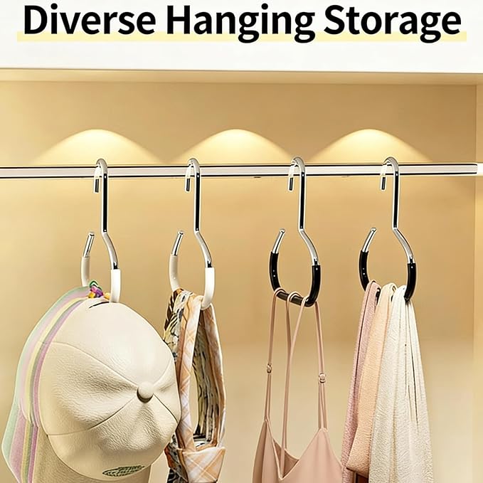 Durable Steel Hangers: Maximize Closet Space with Versatile Storage, Hat Organizer, Stainless Hat Hanger, Multifunctional Steel Hangers for Hats, Scarves, Belts, Ties, Bra, Anti-Slip (18, White)