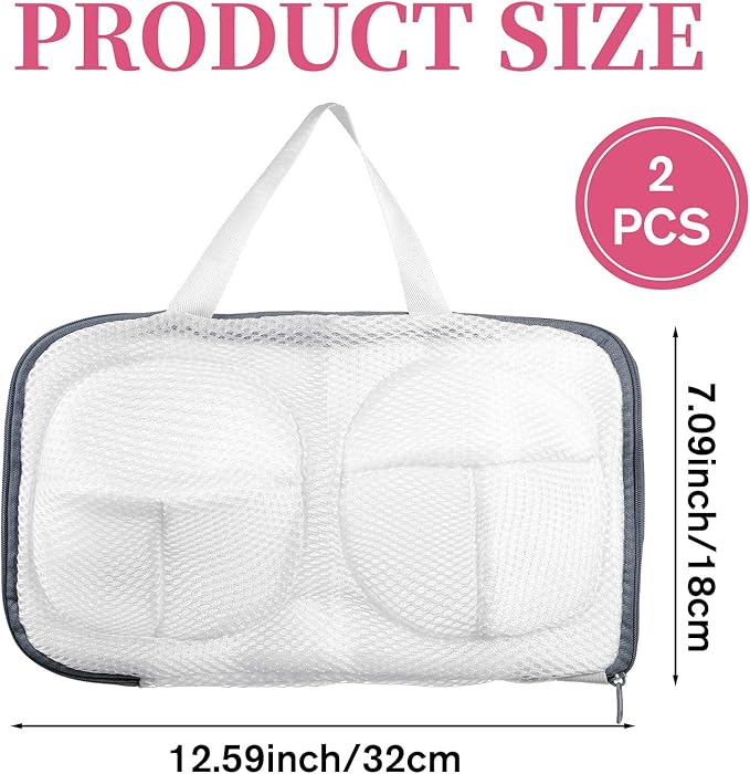 2Pcs Bra Wash Bag Lingerie Bag Lingerie Brassiere Wash Bags Bra Washer Protector for Washing Machine Delicates Underwear Storage Bag Bras Organizer(Grey)