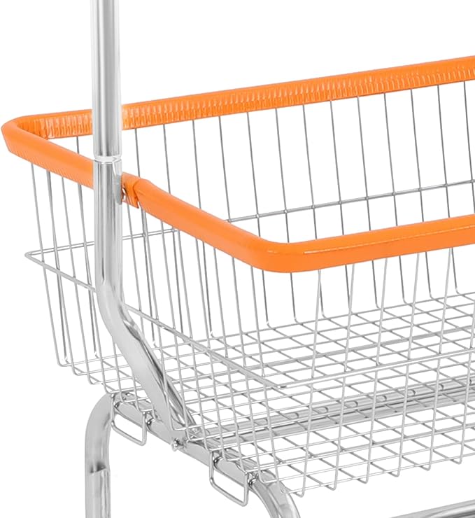 Laundry Cart,Steel Wire Laundry Cart,Laundry Basket With Wheels,Commercial Laundry Basket Cart Heavy Duty with Rod Rack 19.69x15.75x70.87in (D)