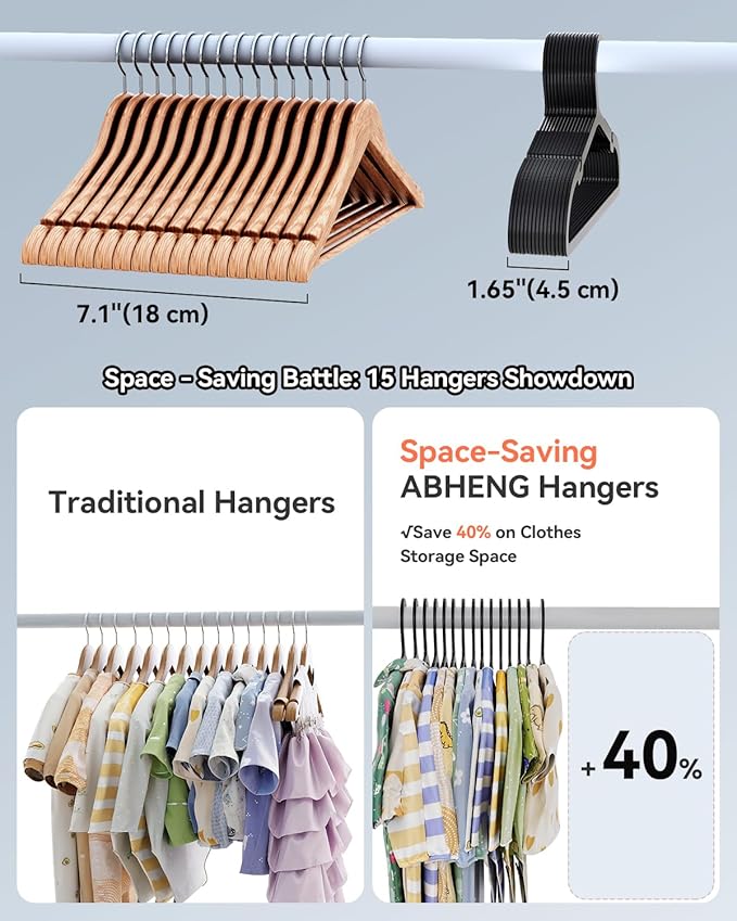 Plastic Kids Hangers, Pack of 60, Ultra Slim Closet Hangers, Non-Slip, Space-Saving, Sturdy, 14" W x 7" H (for Children Aged 7-12 Years), Black, UAPY0760B