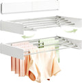 Clothes Drying Rack Wall Mounted 32“,Drying Rack Clothing Wall Mount,Laundry Drying Rack,Wall Mounted Clothes Hanging Rack (White)