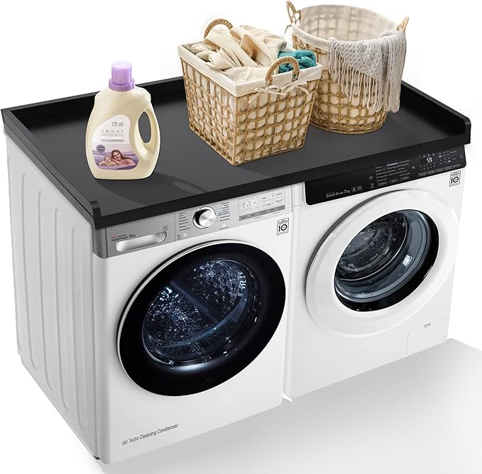 Washer Dryer Countertop, 100% Natural Wood, Laundry Countertop Over Washer and Dryer, Laundry Machine Topper for Front Loaders, Fits All Major Brands, Anti Vibration Pads, 54” x 27.5" Natural