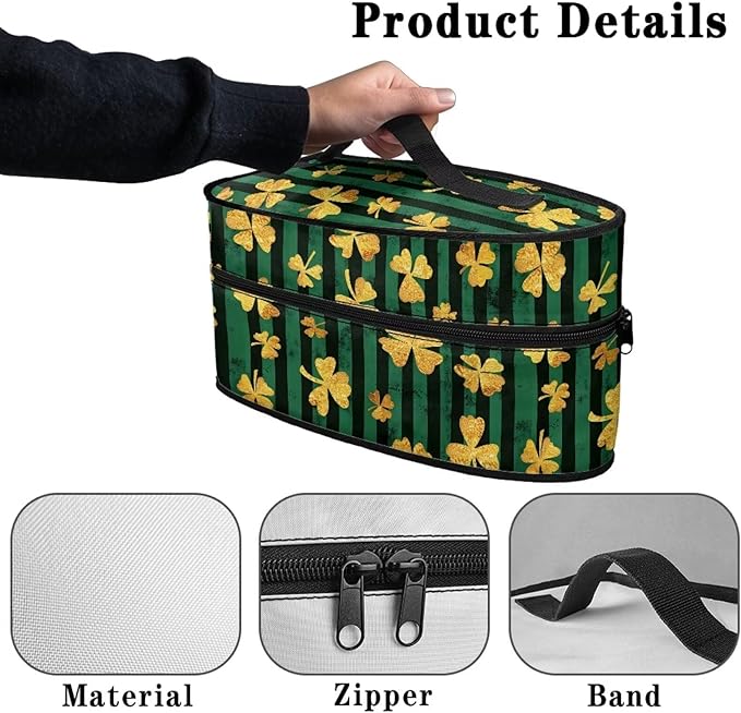 Gold Shamrock Portable Iron Storage Bag Dustproof Bags for Travel Mini Steam Iron Universal for Most Irons Home Decoration,Easy to Carry(Bag Only)