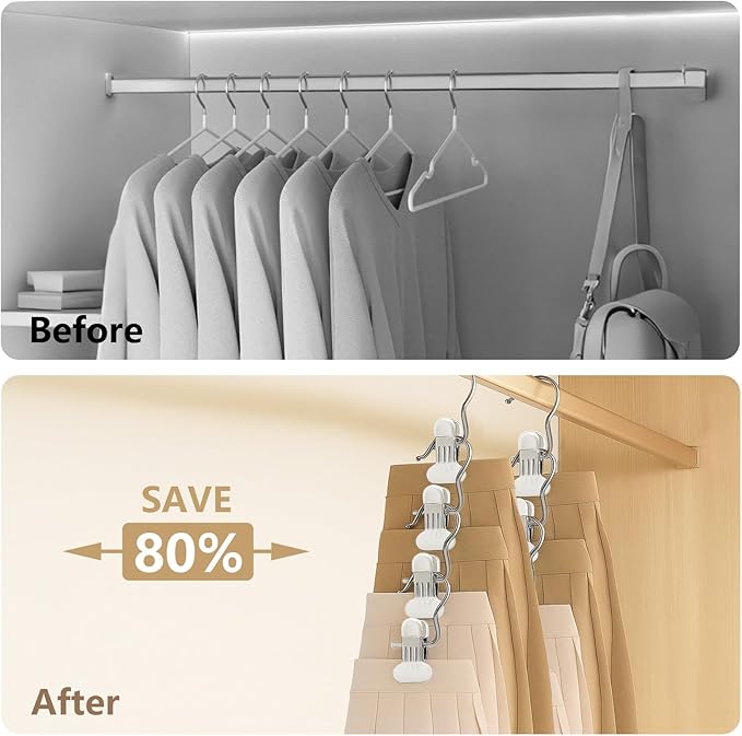 40 Pack Wide Leggings Hangers for Closet, Metal Pants Hangers with Clips, Non-Slip Skirt Boot Skirt Jeans Hanger, Stackable Closet Organizer Space Saving White