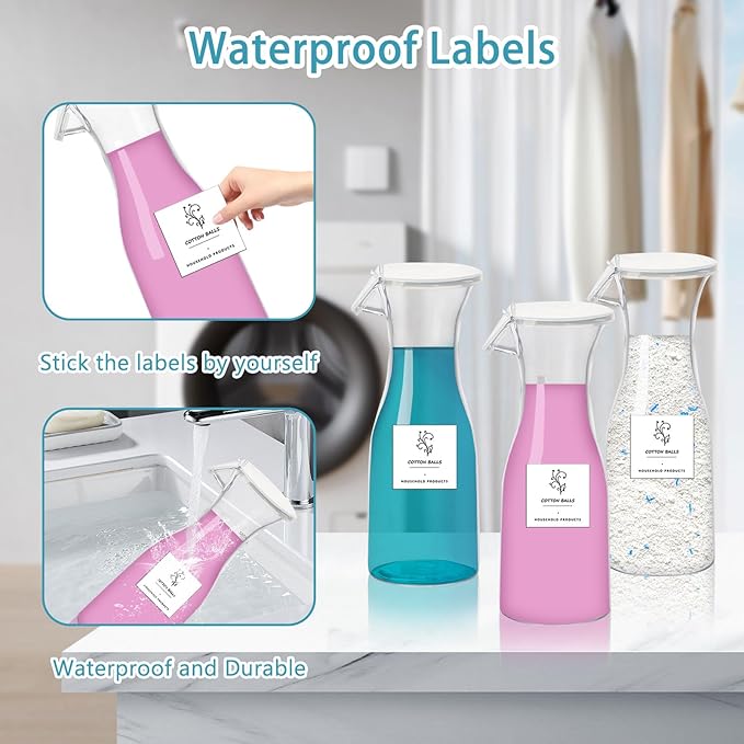 Laundry Detergent Dispenser with Waterproof Label for Laundry Room,Fabric Softener Dispenser,Laundry Soap Dispenser Liquid Laundry Detergent Container,Laundry Detergent Organizer,3 Pack