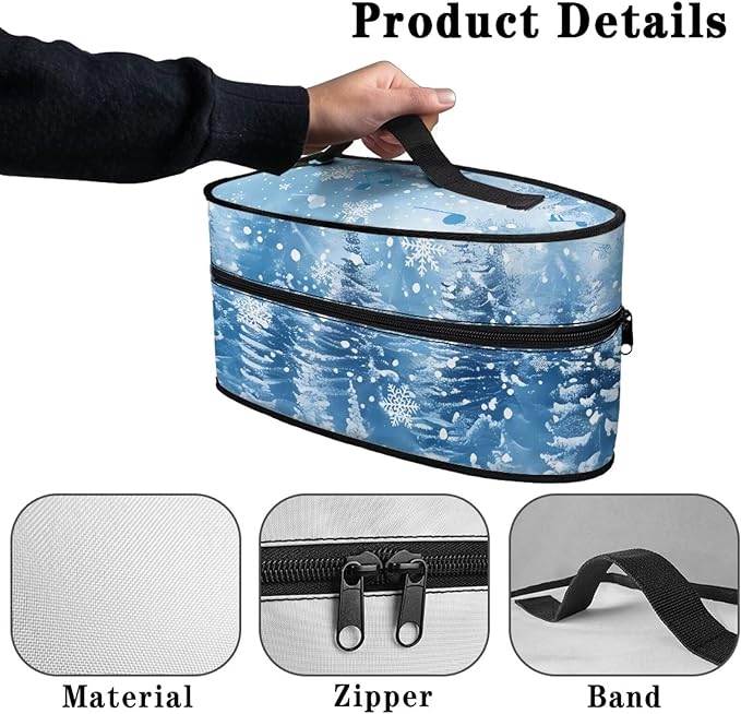 Winter Christmas Tree Iron Tote Case for Travel Mini Steam Iron Dustproof Protective Flower Printed Carrying Bag Universal for Most Irons with Handle