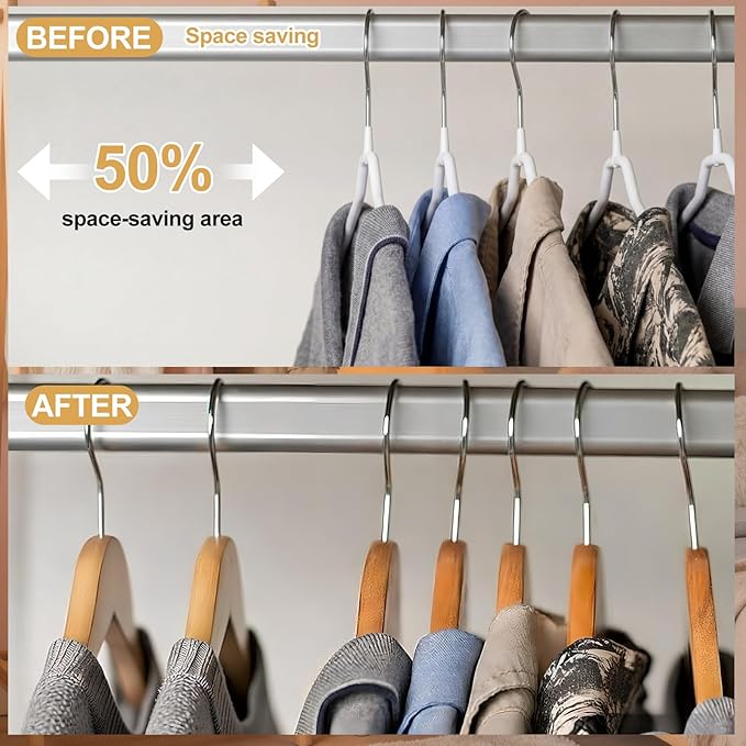 Kathfly 25 Pcs Ultra Light and Thin Non-Slip Hangers White Space Saving Clothes Hangers No Shoulder Bump for for Shirt Sweater Camisole Jacket Dress Coat