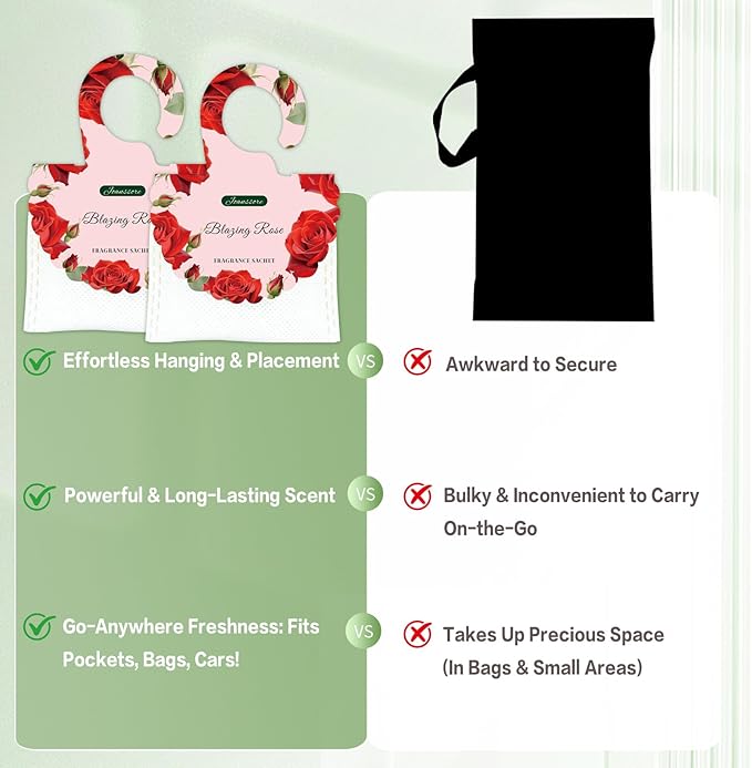 15 Packs Scented Sachets Bag for Drawers and Closets, Air Freshener for Home Fragrance Sachet, Long-Lasting Hanging Closet Deodorizer Smell Goods for House (Blazing Rose)