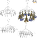 4 Pieces Stainless steel Hanging Drying Rack Two Kinds, Two of Each, Square and Round Stainless Steel with 30 Hooks, Space-Saving for Fresh and Aromatic and Clothes