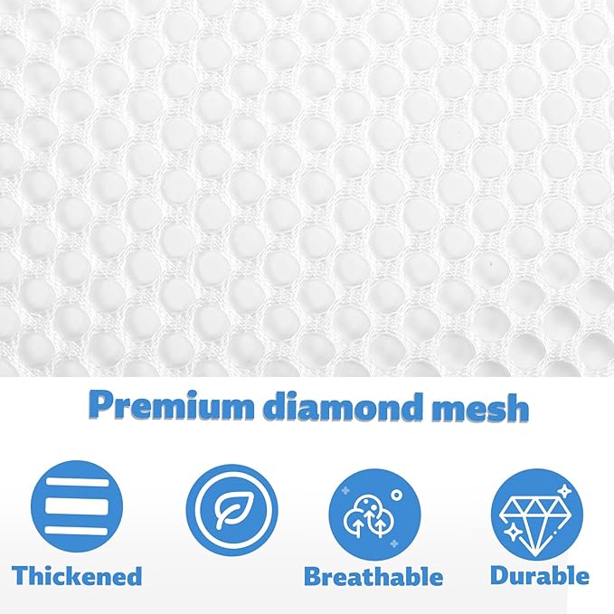 20x24 Inch Mesh Laundry Bag with Drawstring, Machine Washable White Net Washing Bag for Home Travel Hotel College Dorm Apartment Wash