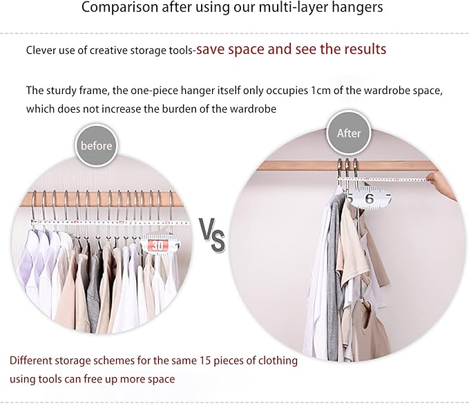 3 Pack 5 in 1 Space Saving Clothes Hangers Chrome and Foam Blouse Tree Hangers Multi Layers Clothes Rack Non Slip Stainless Steel Shirt Hanger Coats Hanger Closet Storage Organizer(White)