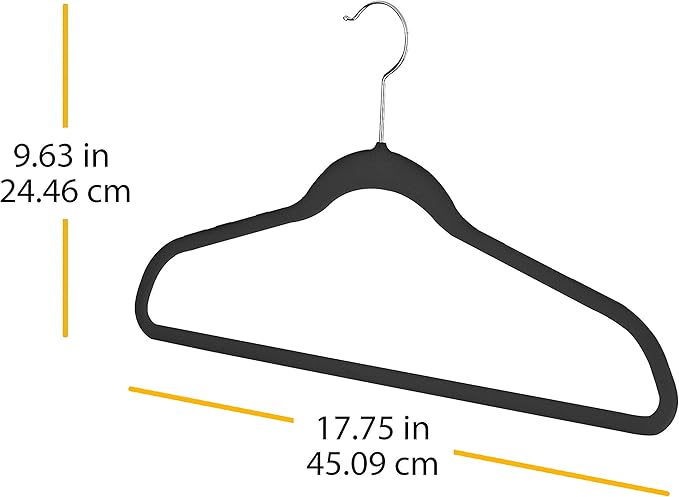 Whitmor Flocked Suit Hangers Set of 15 Black