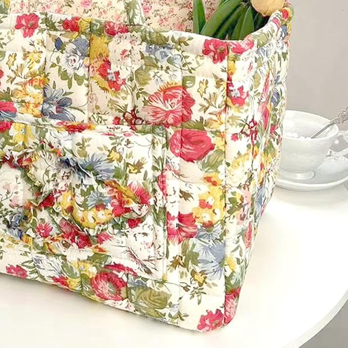 Floral Fabric Storage Basket Car Interior Storage Basket Underwear Sundries Laundry Baskets Supplies Home Organizer Bag (style 9)