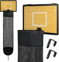 Wooden Basketball Laundry Hamper, Over the Door Hanging Basketball Hoop Laundry Basket with Drawstring, Space Saving Dirty Clothes Solution for Kids Room, Dorm Rooms, Bathroom