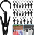 20 PCS Laundry Hooks with Clips Super Strong Plastic Home Travel Swivel Hanging Hanger Closet Organizer Clamps Socks Boot Bras Towels for Bathroom Wardrobe Kitchen Office (Black)