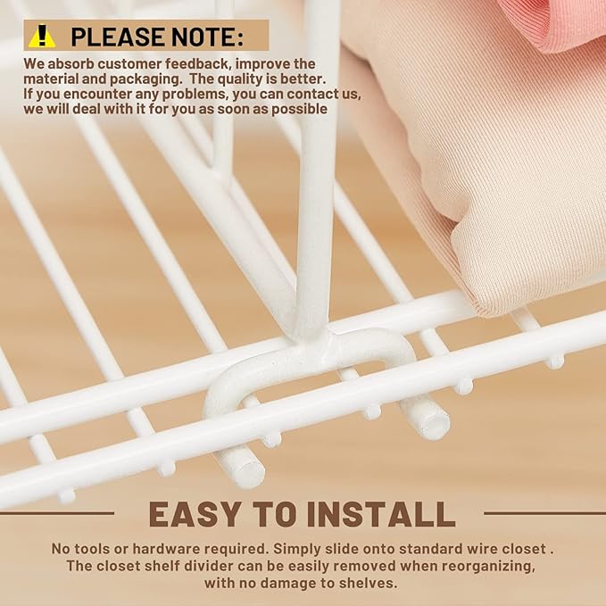 Amylove 12 Pcs Wire Shelf Divider for Wire Shelves Closet Organization Clothes Wardrobe Separators Closet Organizer Dividers Storage Rack Separator for Cabinets Kitchen Office, White