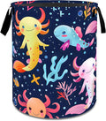 Colorful Axolotl Laundry Basket,Dirty Clothes Hamper,Underwater Marine Life Storage Bin,Ocean Lovers Gifts,Waterproof Oxford Cloth Baskets for Bathroom,Bedroom,Home Decoration(19.7" x 15.8")