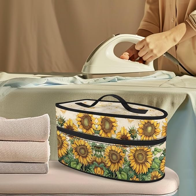 Sunflower Butterfly Note Iron Storage Case Compatible with Most Iron Colorful Wear-resistant Clothes Iron Storage Case for Travel or Storage