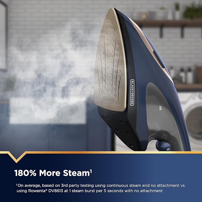 BLACK+DECKER Press & Steam 2-in-1 Iron and Steamer, 180% More Steam & One Temperature Technology, Ceramic Soleplate, Safe on All Fabric Types (Pack of 2)