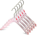 Acrylic Pink Clothes Hangers for Shirts/T-Shirts with Durable 360 Degree Silver Hook | Notched Shoulders | Premium Quality Acrylic Hangers | 5 Pack