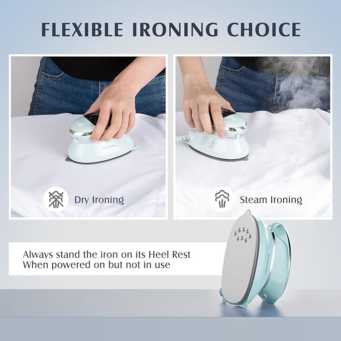Travel Iron Mini with Steam for Clothes with Dual Voltage, Portable Mini Ironing Machine with Non-Stick Soleplate, Small Iron for Sewing, Quilting and Handcraft