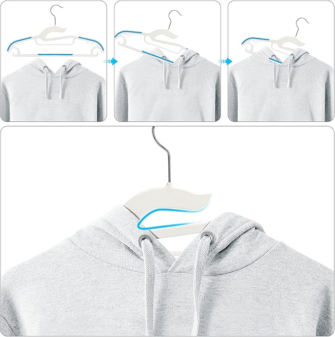 Tinfol Dry Wet Hangers - Space Saving Clothes Hanger, 30pc Plastic Suit Hangers with Non-Slip Pads Clothes - Heavy Duty Hanger Perfect for Cloth, Underwear, Pants, Shirts and Sweaters