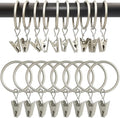 100 Pack Matte Silver Curtain Rings with Clips, Curtain Hooks Hangers Clip Rings for Hanging Drapes Bows Hat, Drapery Rings 1.26 in I D, Fits up to 1 in Diameter Curtain Rod.