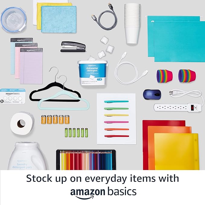 Amazon Basics Kids Velvet,Non-Slip Clothes Hangers for Infant and Toddler,11.6 in (for Baby Clothes),Black,50 Count (Pack of 4)